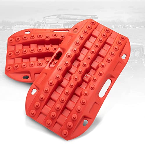 BUNKER INDUST Off Road Traction Boads, 2 Pcs Short Recovery Track Traction  Mats for 4WD Mud, Sand, Snow Ramps-Red Tire Traction Tool (Without Strap) -  BlackDogMods