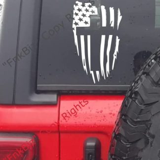 Buy Punisher Skull Ford Decal Vinyl Sticker, Cars Trucks Vans Walls Laptop, WHITE, 5.5 x 4 in
