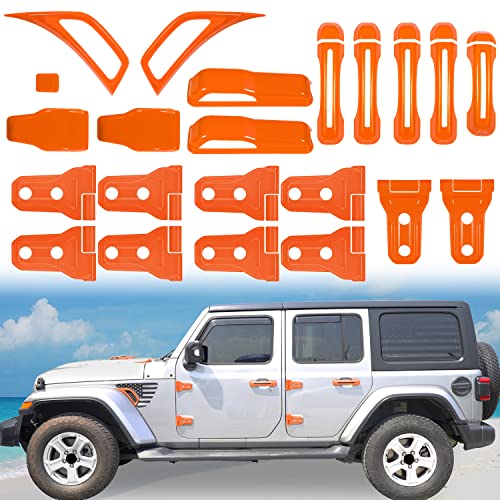 For 2018-2021 Jeep Wrangler JL JT Door Handle Lock Trim Orange Car