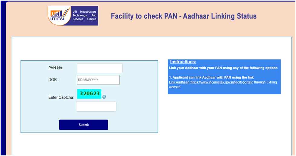 Process to check PAN Aadhaar Link Status 